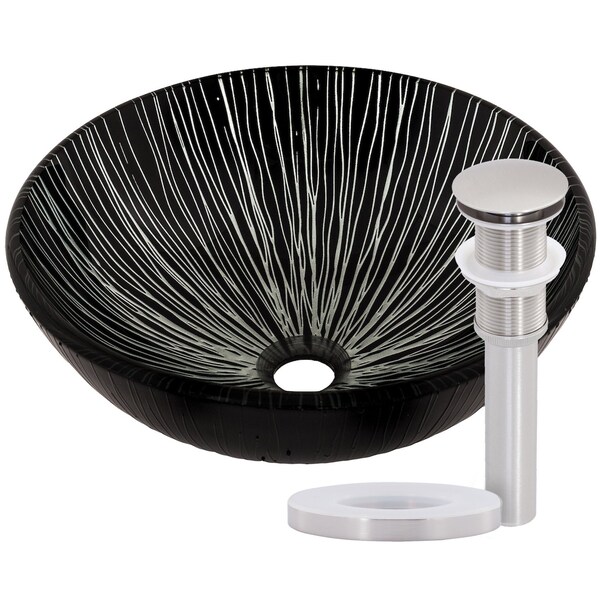 Novatto GODERE Glass Vessel Bathroom Sink Set, Brushed Nickel NOHP-G023BN - main